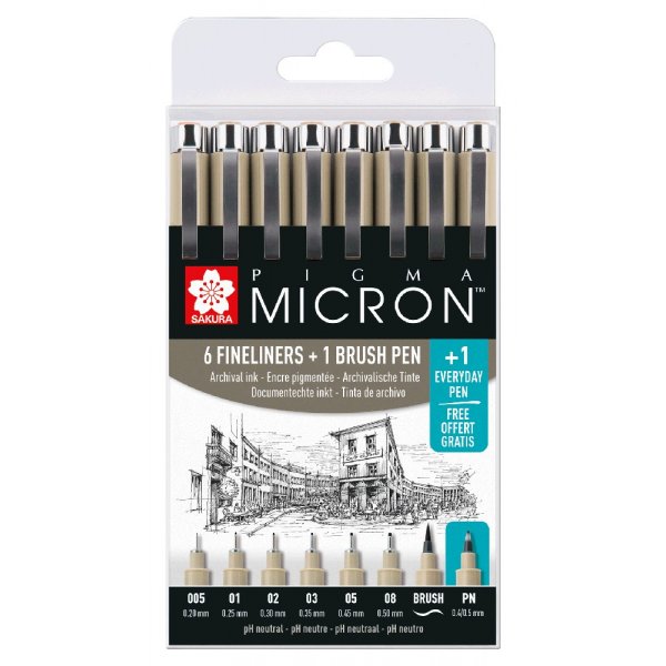 Fineliners Pigma Micron rsistant aux archives - 8 stylos