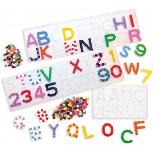 Assiettes perlées lettres & chiffres - 5 pcs Assiettes perlées lettres & chiffres - 5 pcs