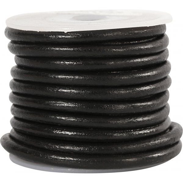 Cordon en cuir - noir - 4 mm - 5 m
