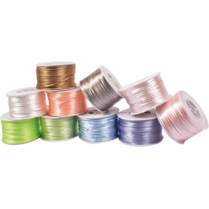 Jeu de cordons en satin pastel 2 mm 10 x 50 m Jeu de cordons en satin pastel 2 mm 10 x 50 m