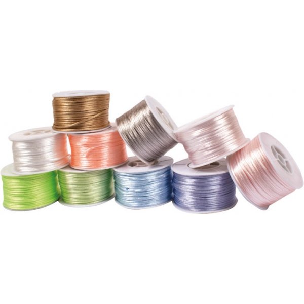 Jeu de cordons en satin pastel 2 mm 10 x 50 m