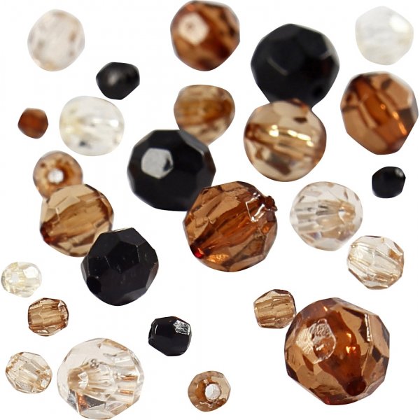 Perles en plastique  facettes Harmony - mixtes - dores - 50 g