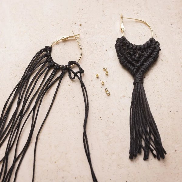 Mini Kit DIY Macramé, Boucles d'oreilles Mini Kit DIY Macramé, Boucles d'oreilles