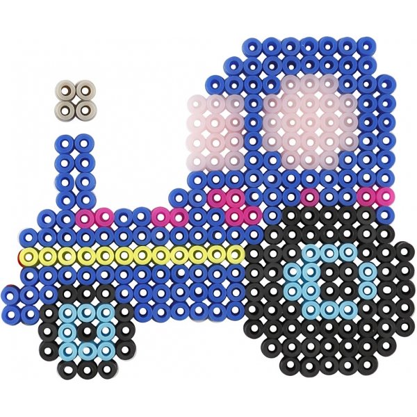 Assiettes perles - voiture - avion - bateau - tracteur - bus et vlo - 6 pcs