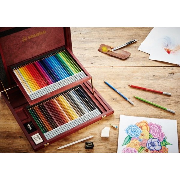 Crayons de couleur Carbothello Bote en bois - paquet de 60