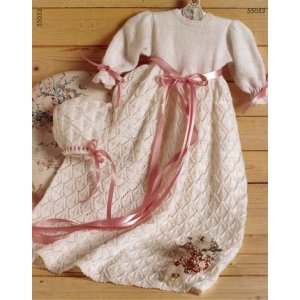Patron tricot - Robe et bonnet de baptême tricotés Patron tricot - Robe et bonnet de baptême tricotés