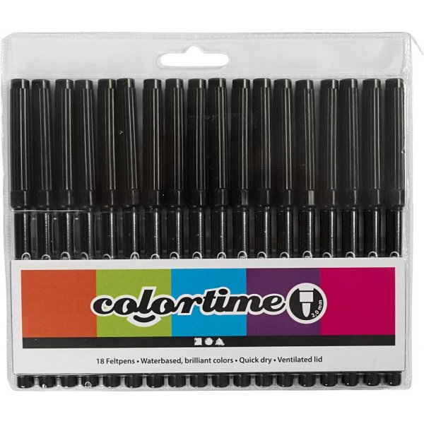 Crayons Colortime - noirs - 2 mm - 18 pcs Crayons Colortime - noirs - 2 mm - 18 pcs