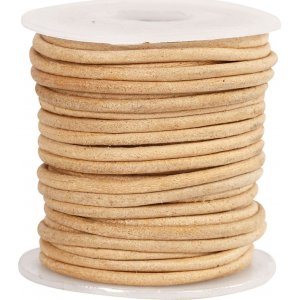 Cordon en cuir - beige - 2 mm - 10 m Cordon en cuir - beige - 2 mm - 10 m