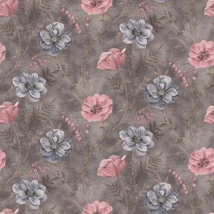 Bche PVC Fleurs - Gris/Rose