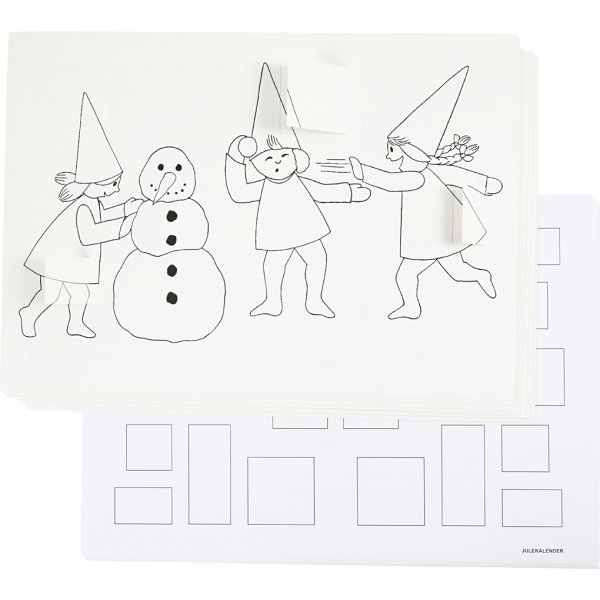 Calendrier de Noël avec des lutins dans des batailles de boules de neige - blanc - A3 - 30 pcs Calendrier de Noël avec des lutins dans des batailles de boules de neige - blanc - A3 - 30 pcs