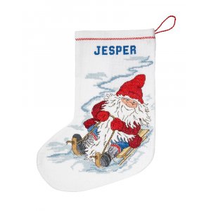 Kit de broderie Chaussette de Noël - Père Noël sur un traîneau Kit de broderie Chaussette de Noël - Père Noël sur un traîneau