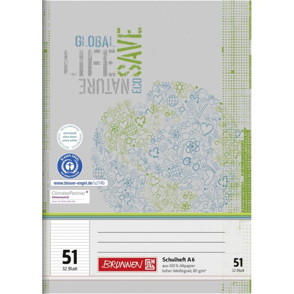 Livret scolaire - Papier recycl A6 (64 pages)