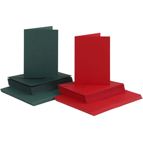 Cartes et enveloppes - vert et rouge - 11,5 x 16,5 cm - 50 sets Cartes et enveloppes - vert et rouge - 11,5 x 16,5 cm - 50 sets