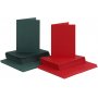 Cartes et enveloppes - vert et rouge - 11,5 x 16,5 cm - 50 sets