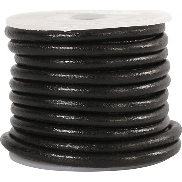 Cordon en cuir - noir - 4 mm - 5 m