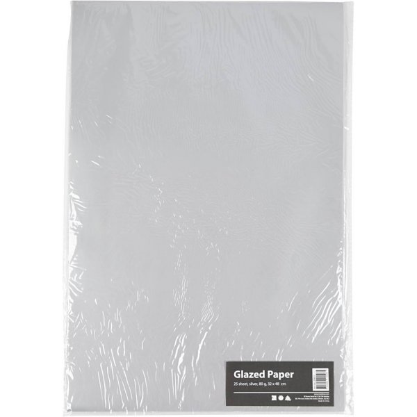 Papier glac - argent - 25 feuilles