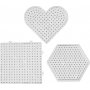 Assiettes perles - transparentes - coeurs - hexagone - carrs - JUMBO - 6 pcs