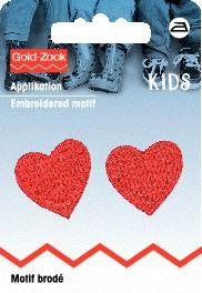 Étiquette en tissu Coeurs rouges petits 2 pcs Étiquette en tissu Coeurs rouges petits 2 pcs