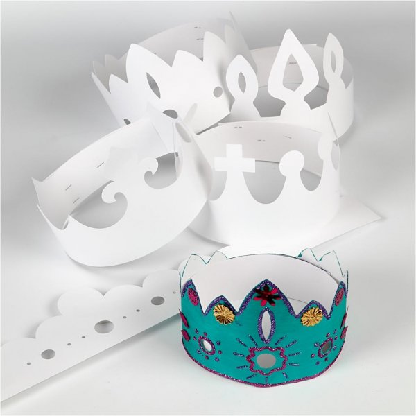 Couronnes en carton - blanches - 5 pcs Couronnes en carton - blanches - 5 pcs