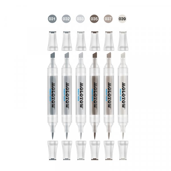 Set de marqueurs aquarelle Aqua Twin 6 Pens - Gris II