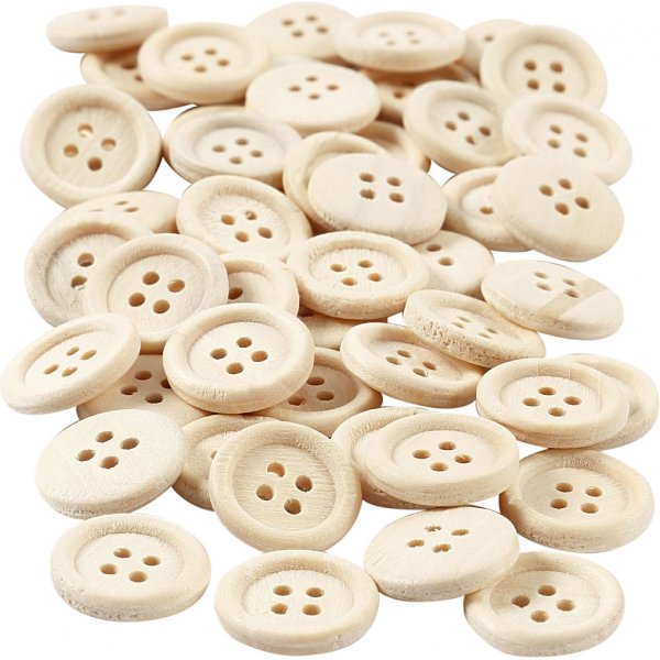 Boutons en bois Ø15 mm - 50 pcs Boutons en bois Ø15 mm - 50 pcs