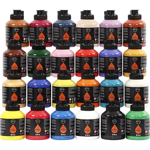 Pigment Art School - couleurs mélangées - semi-brillant - 24 x 500 ml Pigment Art School - couleurs mélangées - semi-brillant - 24 x 500 ml