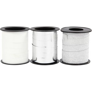 Cordon cadeau - argent - paillettes argentées - blanc - 3 x 15 m Cordon cadeau - argent - paillettes argentées - blanc - 3 x 15 m