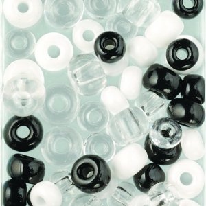 Mélange de perles de rocaille 5 - 8 mm / en 1,2 - 3 mm - mélange noir blanc - couleurs mélangées Mélange de perles de rocaille 5 - 8 mm / en 1,2 - 3 mm - mélange noir blanc - couleurs mélangées