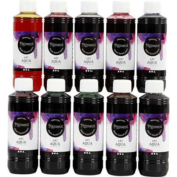 Peinture aquarelle liquide - couleurs mlanges - 10 x 250 ml
