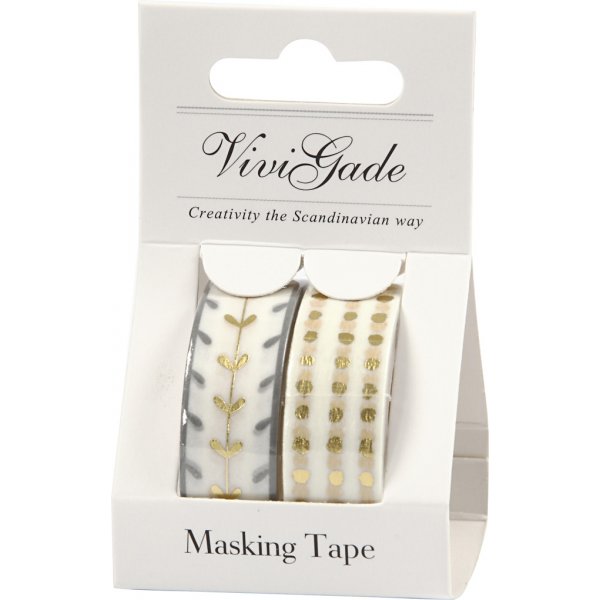 Washi tape - Or/blanc - Coeurs et points - feuille Washi tape - Or/blanc - Coeurs et points - feuille
