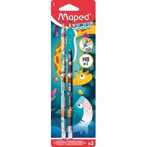 Coffret stylos - Maped - 2 crayons HB + guide doigt Jungle Fever Coffret stylos - Maped - 2 crayons HB + guide doigt Jungle Fever