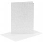 Cartes et enveloppes - argent - paillettes - 11,5 x 16,5 cm - 4 sets