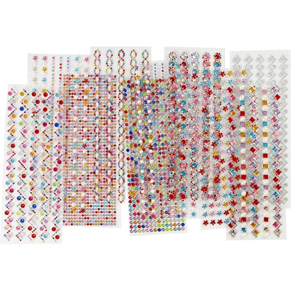 Strass - Ø2-10 mm - 27 x 9 cm, 12 feuilles, Le contenu peut varier Strass - Ø2-10 mm - 27 x 9 cm, 12 feuilles, Le contenu peut varier