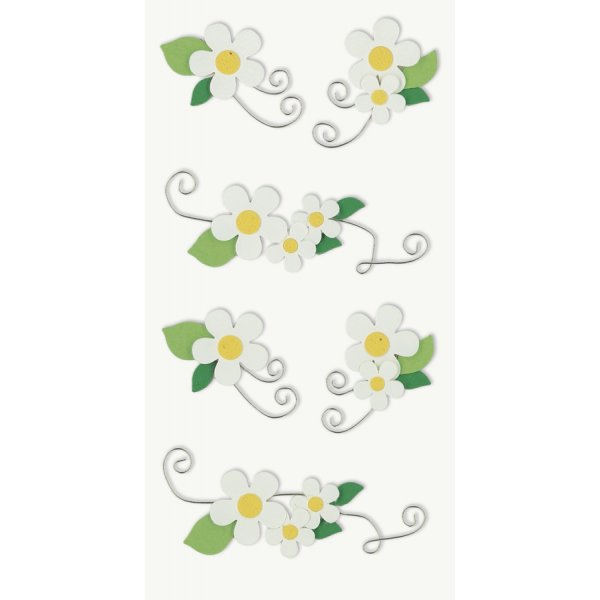 Mlange d\\\'autocollants - Fleurs - blanc