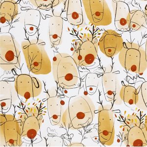 Papier cadeau - beige - rouge - Renne - 100 m Papier cadeau - beige - rouge - Renne - 100 m