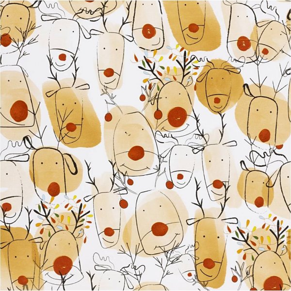 Papier cadeau - beige - rouge - Renne - 100 m