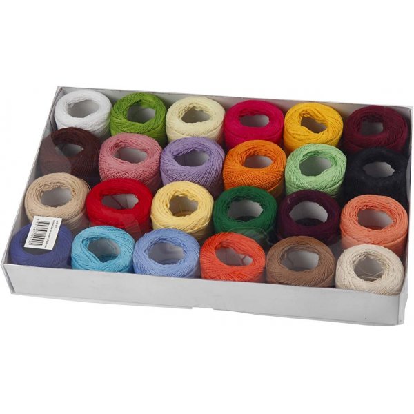 Fil de coton merceris� - couleurs m�lang�es - 24 x 20 g