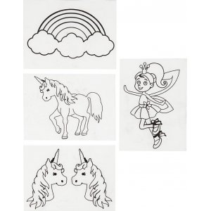 Feuille plastique rétractable avec motif - transparente mate - licorne - 4 feuilles Feuille plastique rétractable avec motif - transparente mate - licorne - 4 feuilles