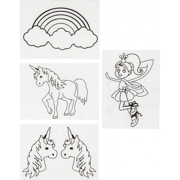 Feuille plastique rtractable avec motif - transparente mate - licorne - 4 feuilles