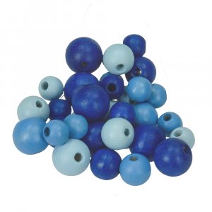 Perles en bois 8,10,12 mm - mélange bleu 25 g taille mix Perles en bois 8,10,12 mm - mélange bleu 25 g taille mix