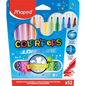 Set de stylos fibre - Maped - Stylos lavables Color´Peps "Long life" Set de stylos fibre - Maped - Stylos lavables Color´Peps "Long life"