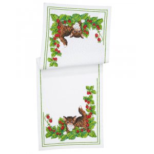Kit de broderie Runner - Chat parmi les baies Kit de broderie Runner - Chat parmi les baies