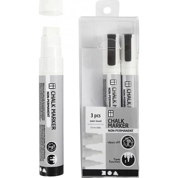 Marqueurs  craie - blanc - 3 pcs