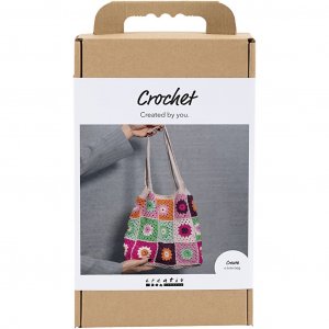 Kit de crochet DIY pour sac, motif granny squares, couleur crème, 36×38 cm Kit de crochet DIY pour sac, motif granny squares, couleur crème, 36×38 cm