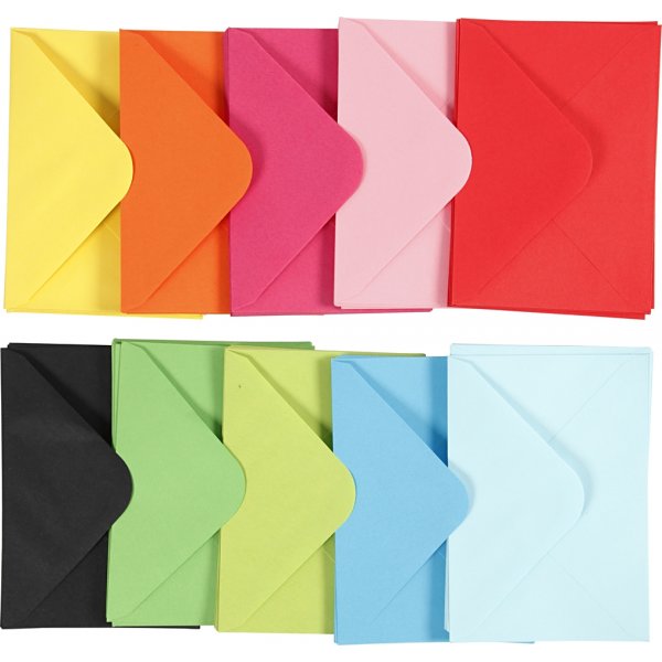 Enveloppe - couleurs mélangées - 11,5 x 16 cm - 10 x 10 pcs Enveloppe - couleurs mélangées - 11,5 x 16 cm - 10 x 10 pcs