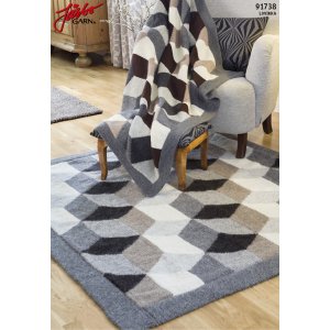 Patron tricot - Tapis en laine Cube 3D Patron tricot - Tapis en laine Cube 3D