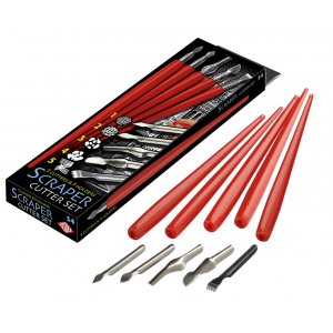 Set de couteaux grattoirs avec manche - 5 couteaux Set de couteaux grattoirs avec manche - 5 couteaux