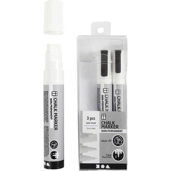 Marqueurs à craie - blanc - 3 pcs Marqueurs à craie - blanc - 3 pcs