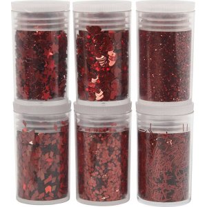Paillettes et paillettes - rouge - 6 x 5 g Paillettes et paillettes - rouge - 6 x 5 g