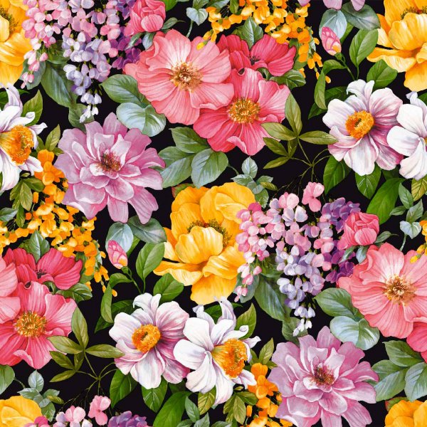 Toile cire PVC Grande Fleur Multi